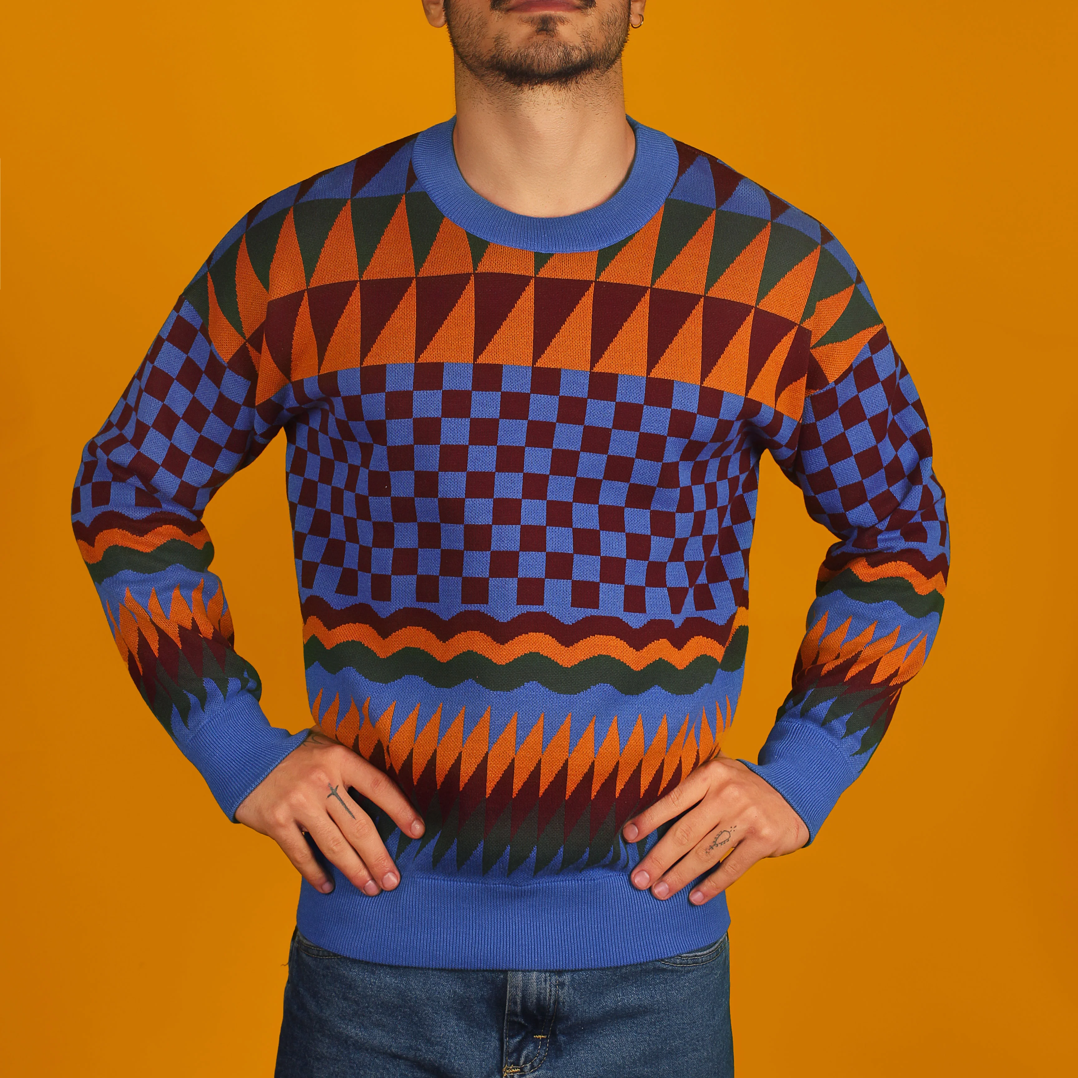 90's Geometric Knit Sweater - Image 4
