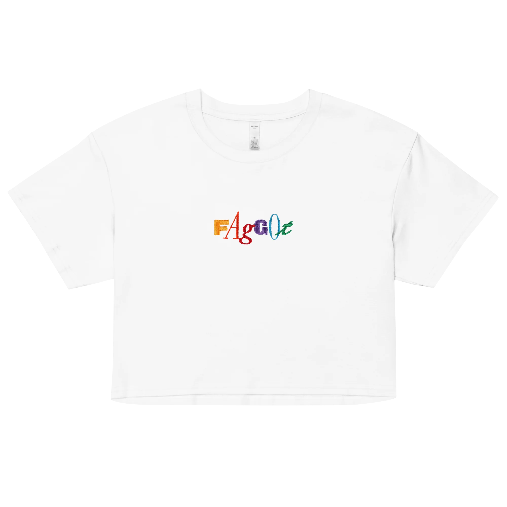 90's Style Faggot Embroidered Crop Top - Image 3