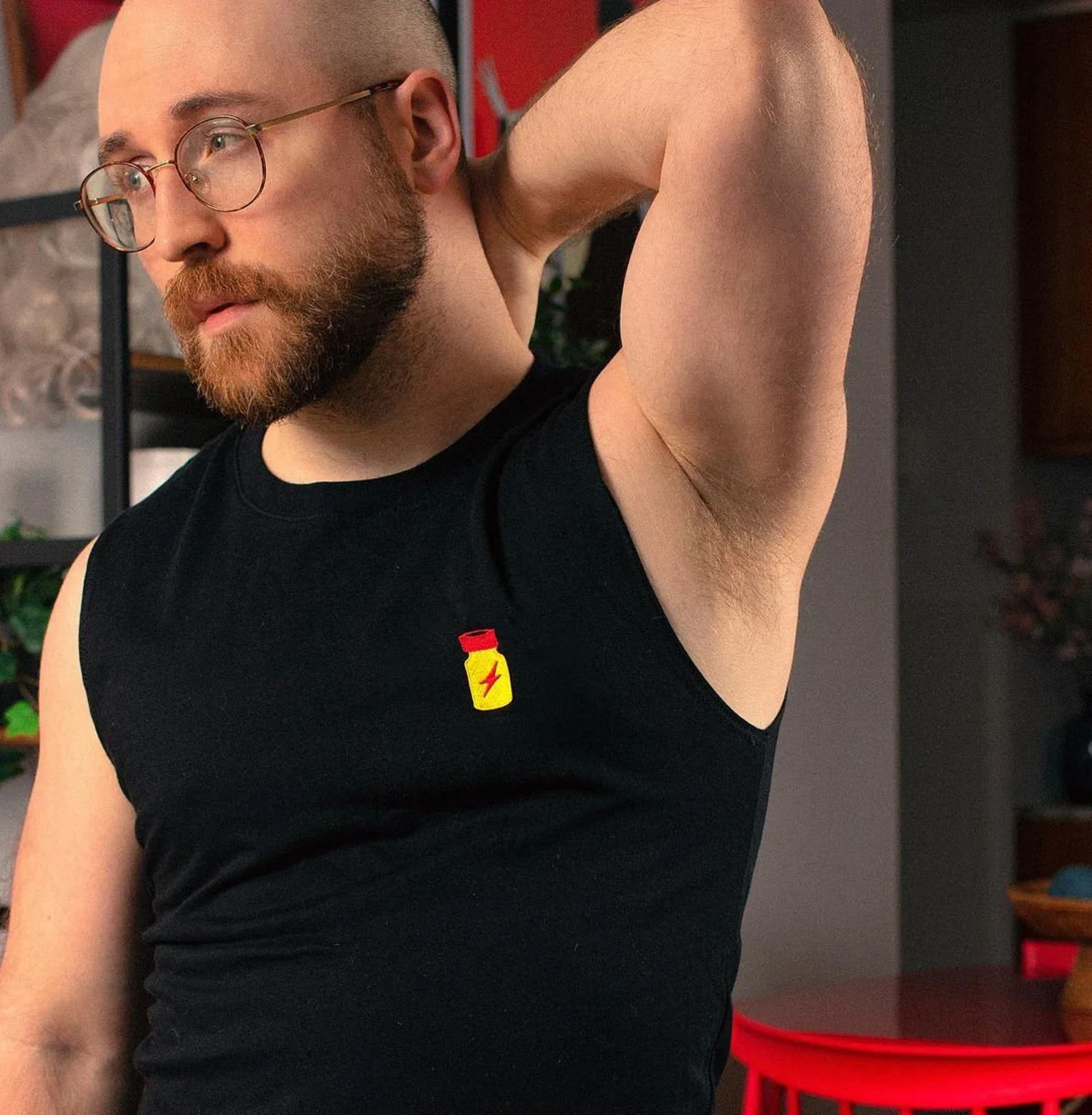 Poppers Embroidered Muscle Shirt - Image 6