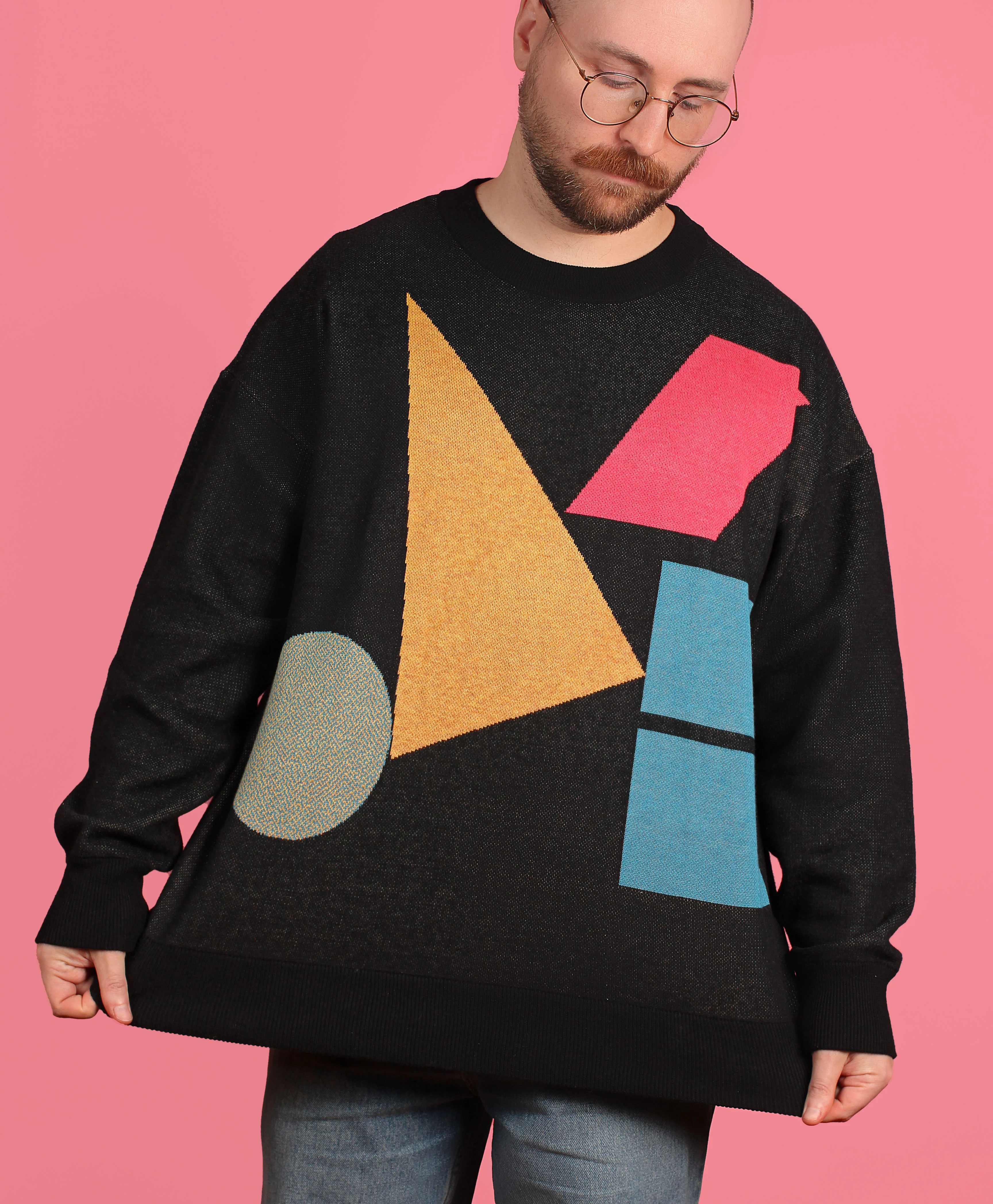 80's Primary Shapes Knit Sweater - Image 3