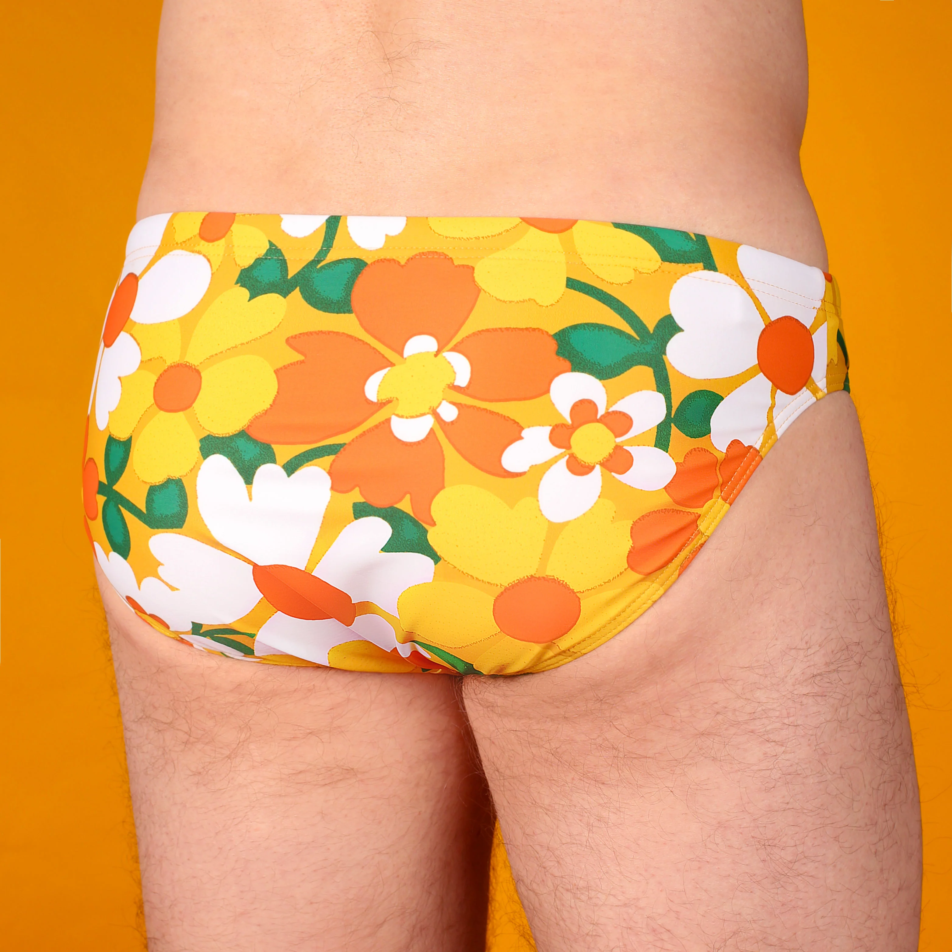 Yellow 70's Floral Couch Swim Brief - Image 4